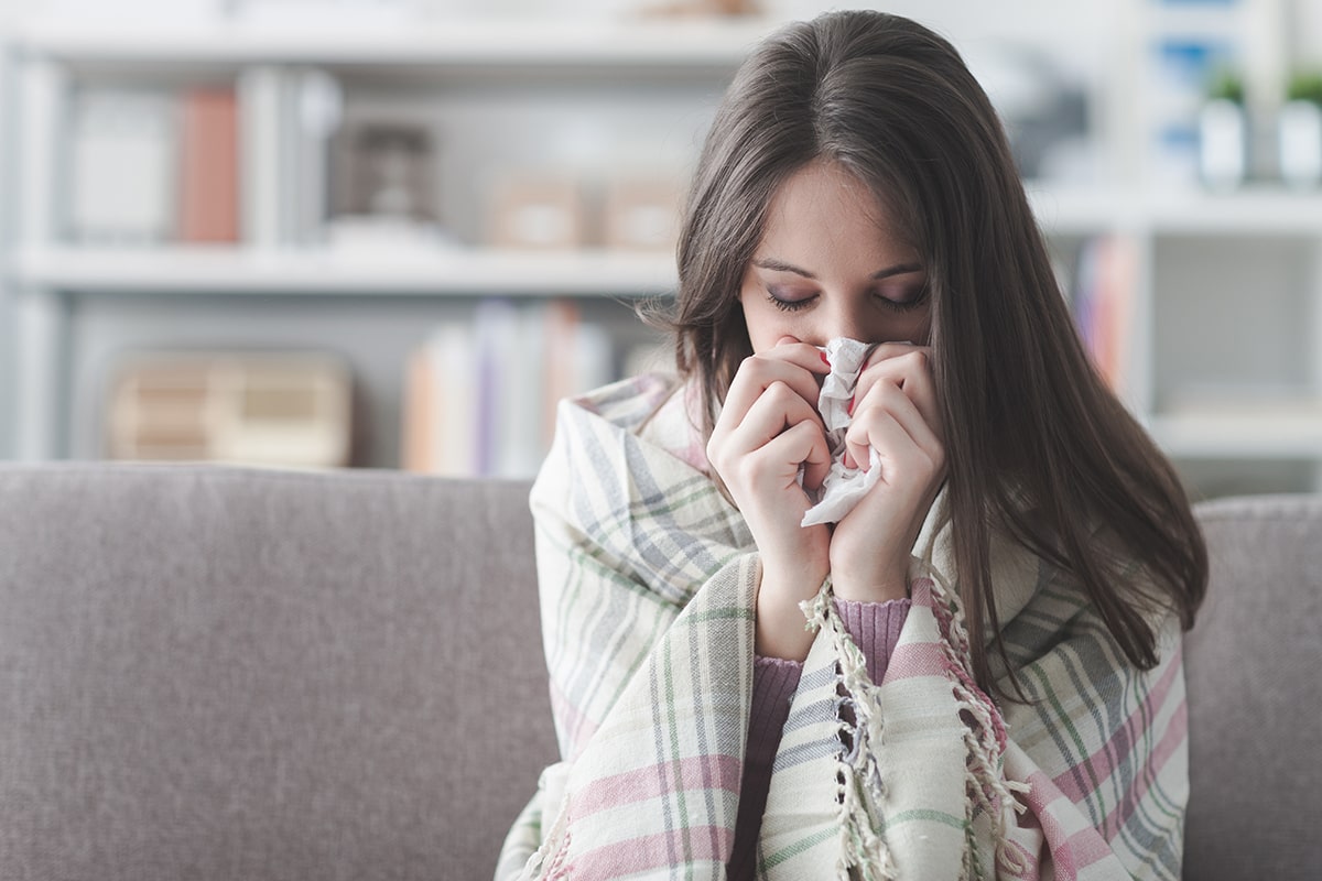 Woman with a cold