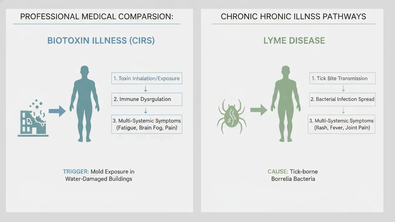 Medical comparison between biotoxin illness caused by mold and Lyme disease caused by tick bites