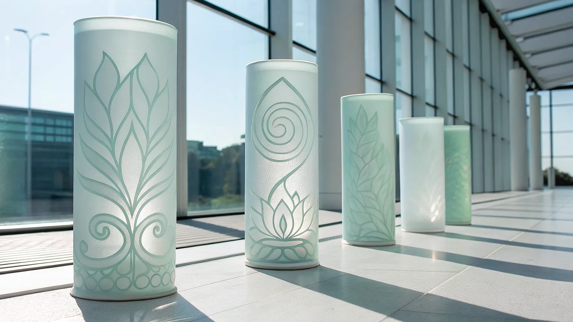 Four frosted glass pillars for the autoimmune solution program.